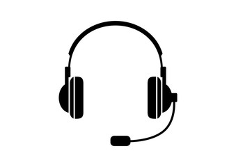 Black headphones icon on white background