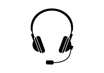 Black headphones icon on white background