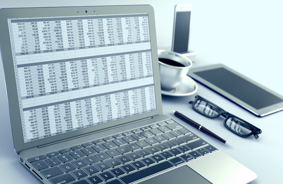 Spreadsheet in Laptop