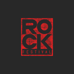 Word rock poster, musical grunge mockup t-shirt print, emblem  ticket template