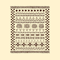 Brown and beige traditional african mudcloth fabric print, vector