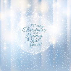 Naklejka na ściany i meble Merry Christmas and Happy New Year card. Lights with snowflakes