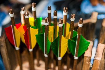 Colored feathers arrows for archery
