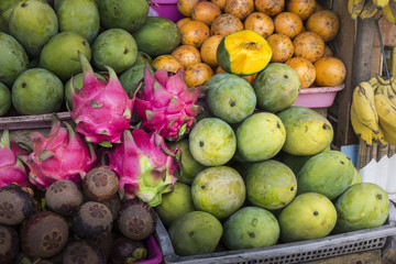 Open air fruit market in the village in Bali, Indonesia.