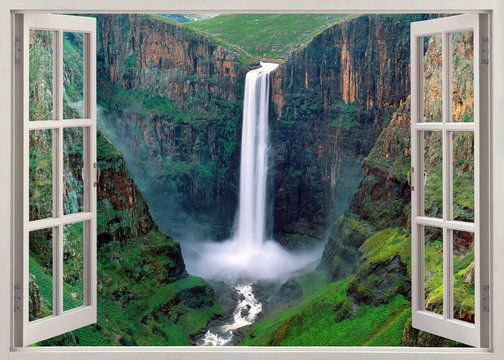 Fototapeta Otwórz windoq panoramiczny vuew do wodospadów Iguacu, Brazylia