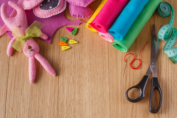 Hobby leisure concept. Needlework objects