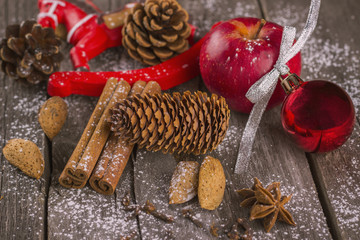 Christmas jewelry: apple, cinnamon, anisetree, pine cones