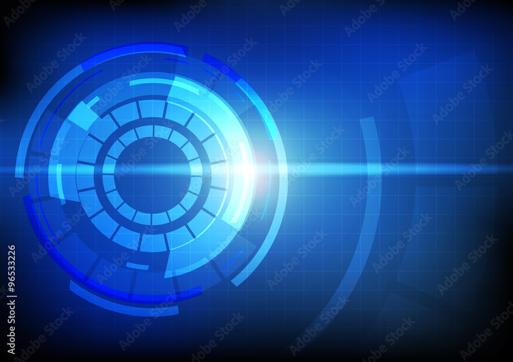 Poster vector : abstract circle with grid on blue technology background