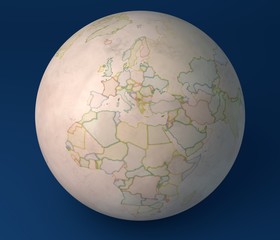 Planisfero mappa globo, Europa, Africa, Asia e medio oriente