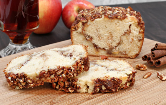 Pecan And Apple Loaf Cake, Sliced.