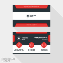Modern Creative and Clean Business Card Template in Red Color. Flat Style Vector Illustration