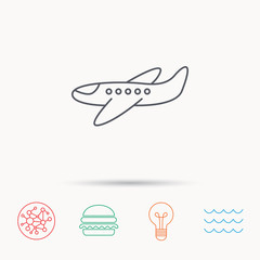 Airplane icon. Aircraft travel sign.