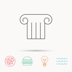 Antique column icon. Ancient museum sign.