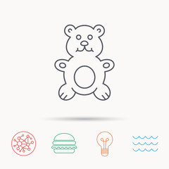 Teddy-bear icon. Baby toy sign.