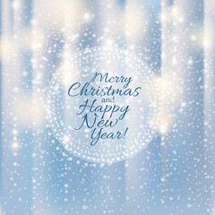 Shiny silver Merry Christmas and Happy New Year background with sparcles
