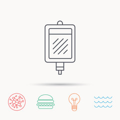 Blood donation icon. Medicine drop counter sign.