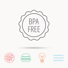 BPA free icon. Bisphenol plastic sign.