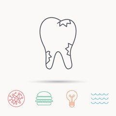 Caries icon. Tooth health sign.