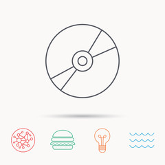CD or DVD icon. Multimedia sign.