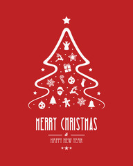 christmas tree elements red background