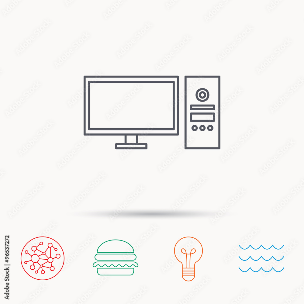Poster computer pc icon. widescreen display sign.