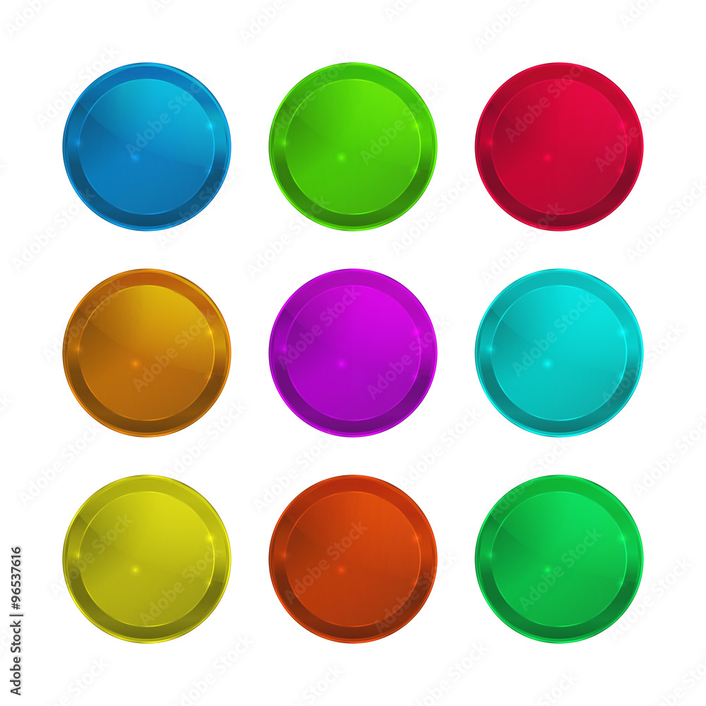 Wall mural set of empty vector glossy round multi-colored label that can be used as buttons