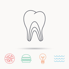 Dentinal tubules icon. Tooth medicine sign.