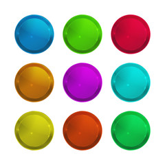 Set of empty vector glossy round multi-colored label that can be used as buttons