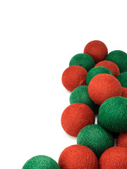 red and green christmas ball isolated on white background