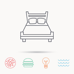 Double bed icon. Sleep symbol.