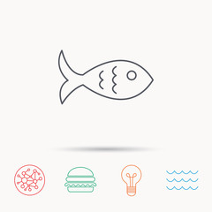 Fish icon. Seafood sign. Vegetarian food symbol.