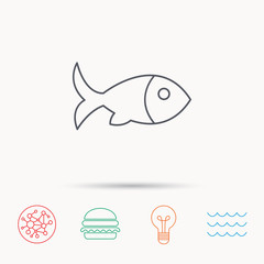 Fish icon. Seafood sign. Vegetarian food symbol.