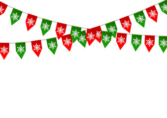 Obraz premium Christmas bunting flag isolated on white background.