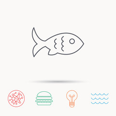 Fish icon. Seafood sign. Vegetarian food symbol.