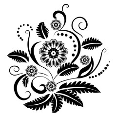 Black and white floral design element