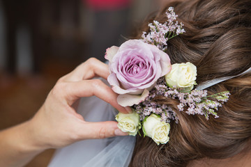 Wedding hairstyle of the bride