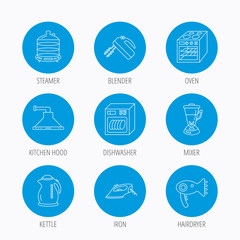 Fototapeta premium Dishwasher, kettle and mixer icons.