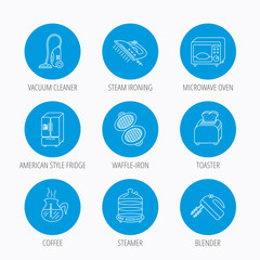 Microwave oven, coffee and blender icons.