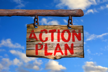 Action plan motivational phrase sign
