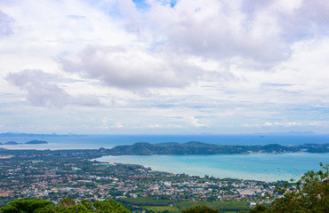 Fototapeta na wymiar view of Phuket town, sea, mountains.