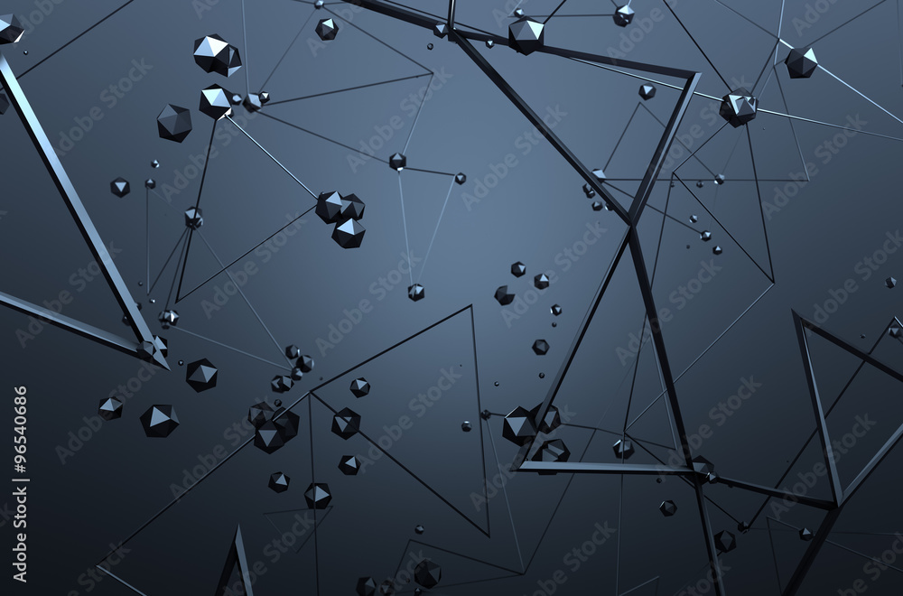Poster abstract 3d rendering of chaotic structure.