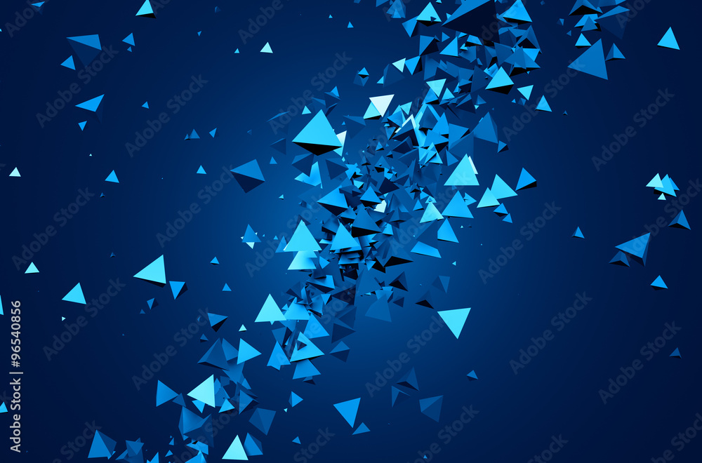 Poster abstract 3d rendering of flying particles.