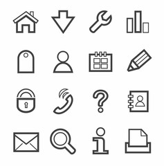 Internet icons, monochrome, line. 
