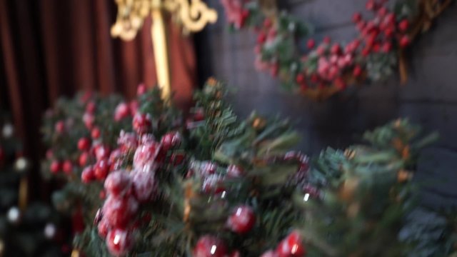 Christmas wreath and decoration entourage premises Christmas holiday