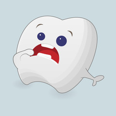 Scared tooth cartoon illustration