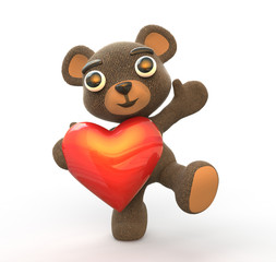 bear with heart with white background
