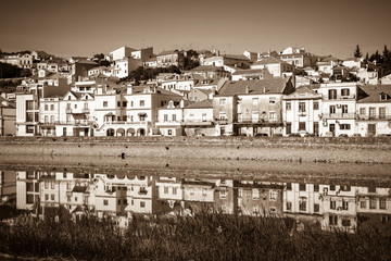 View of city Alcacer do Sal near the river Sado in Portugal