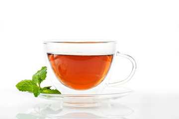 Glass Cup of Tea with a Saucer