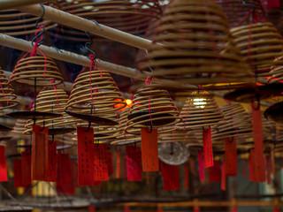 Scented incense coils in the Buddhist temple of Man Mo - 6