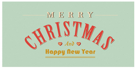 Vintage christmas sign text. Vector retro Christmas card.